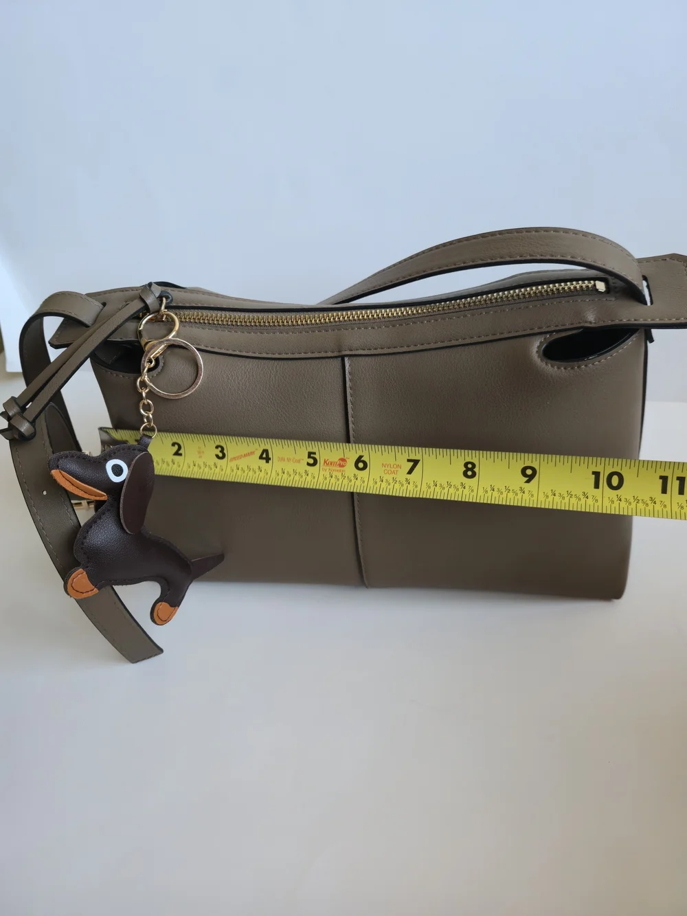 H&M Shoulder Bag Taupe with Dachshund Charm Included